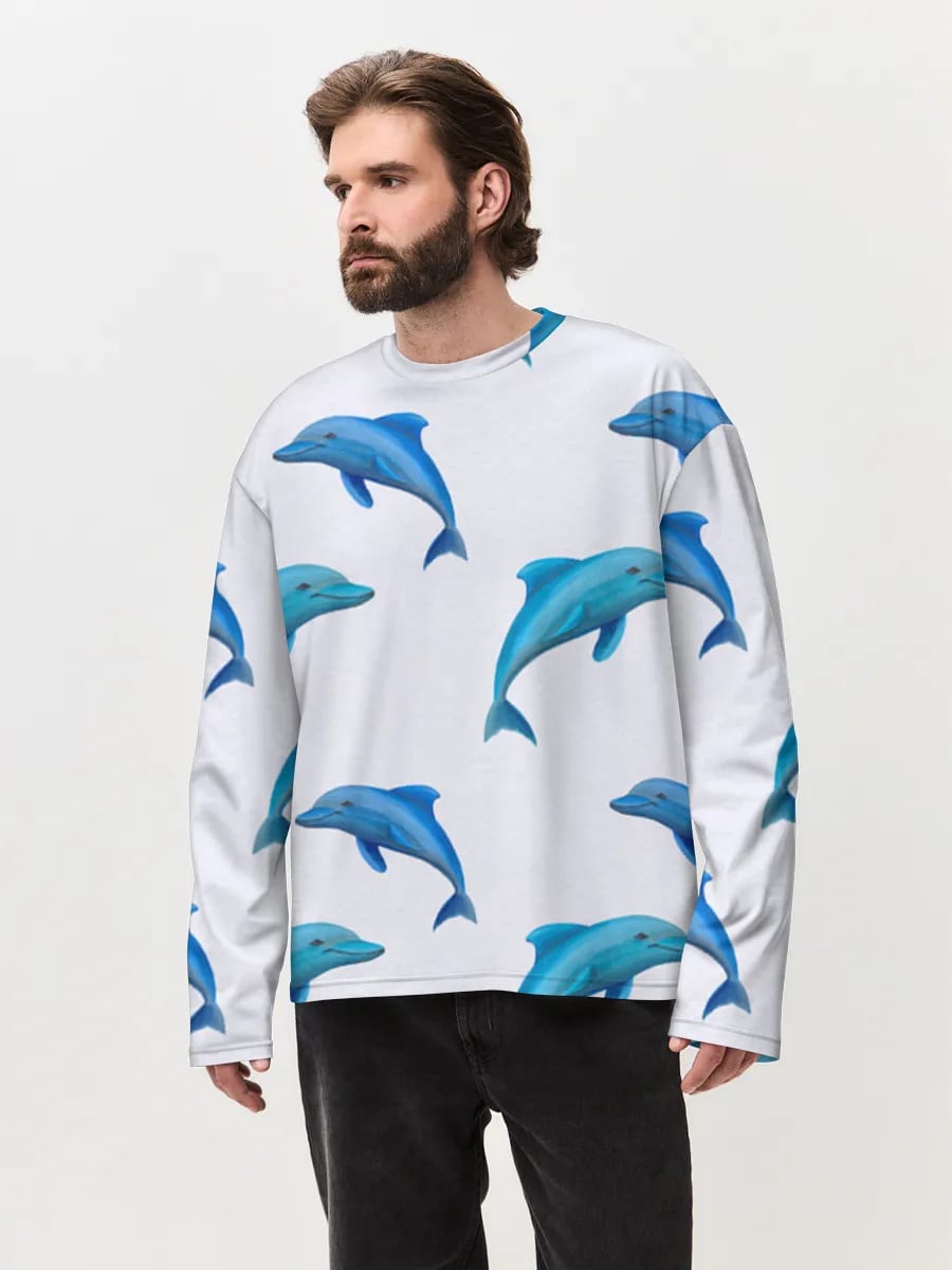 Delfines azules sobre fondo blanco