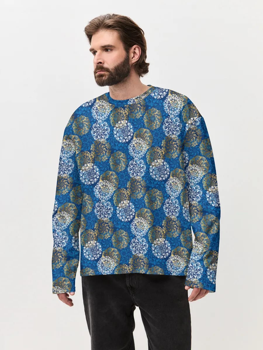 Blue Ornate Floral Medallions