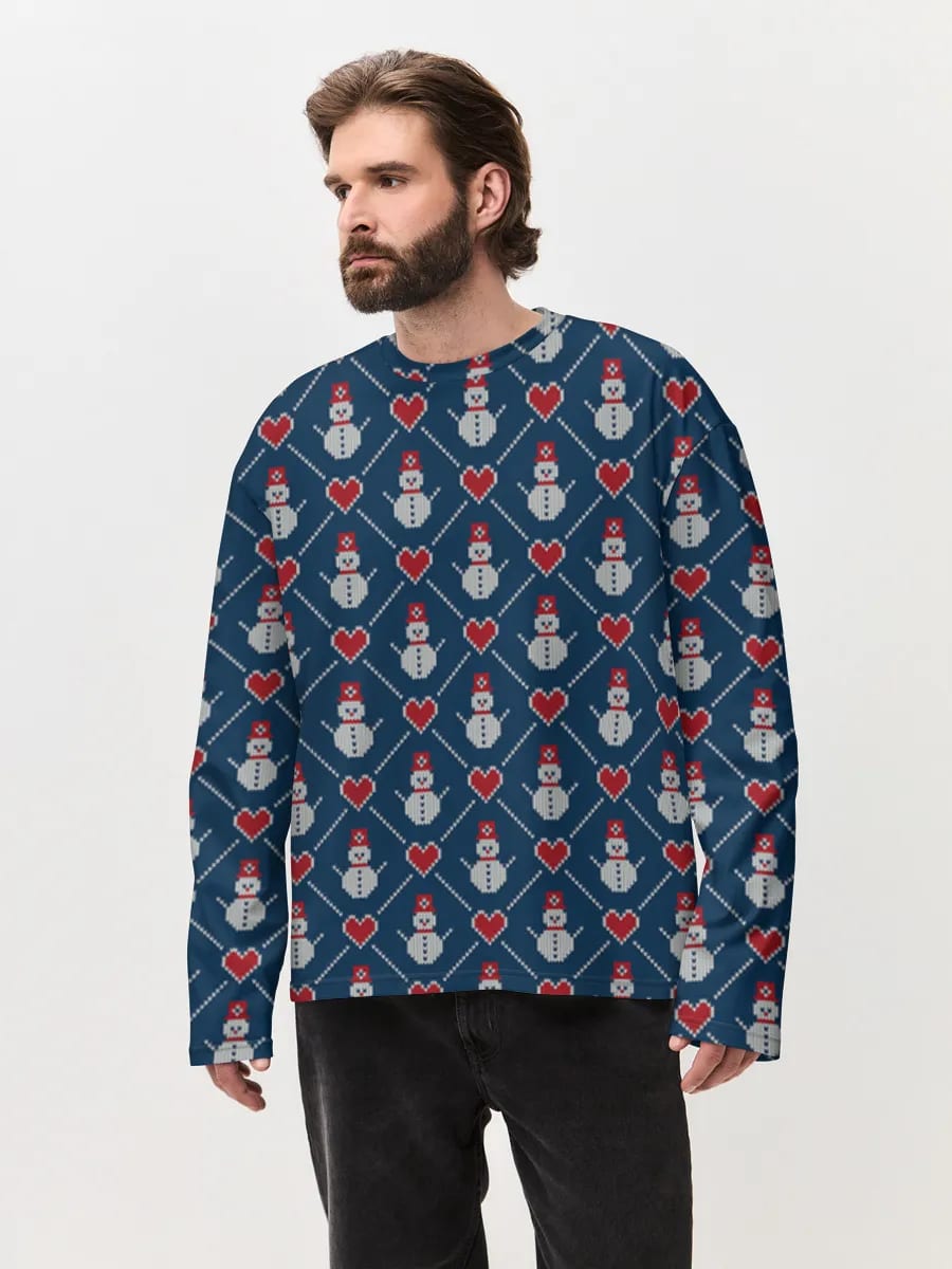 Bonhomme de Neige Cœurs Style Tricot