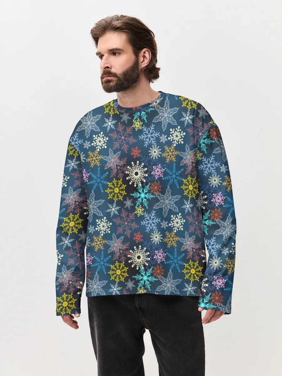 Flocons de Neige Colorés sur Bleu Marine