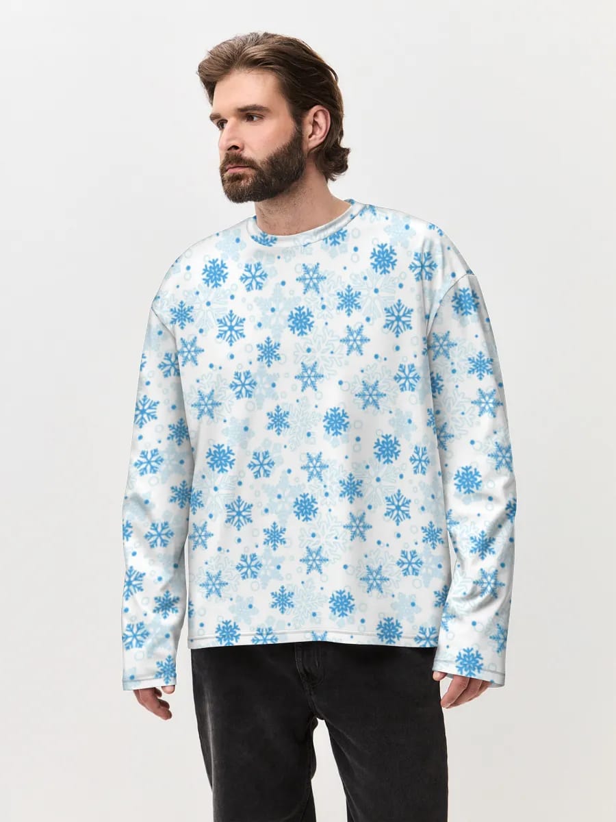 Blauer Schneeflocken Winterdruck