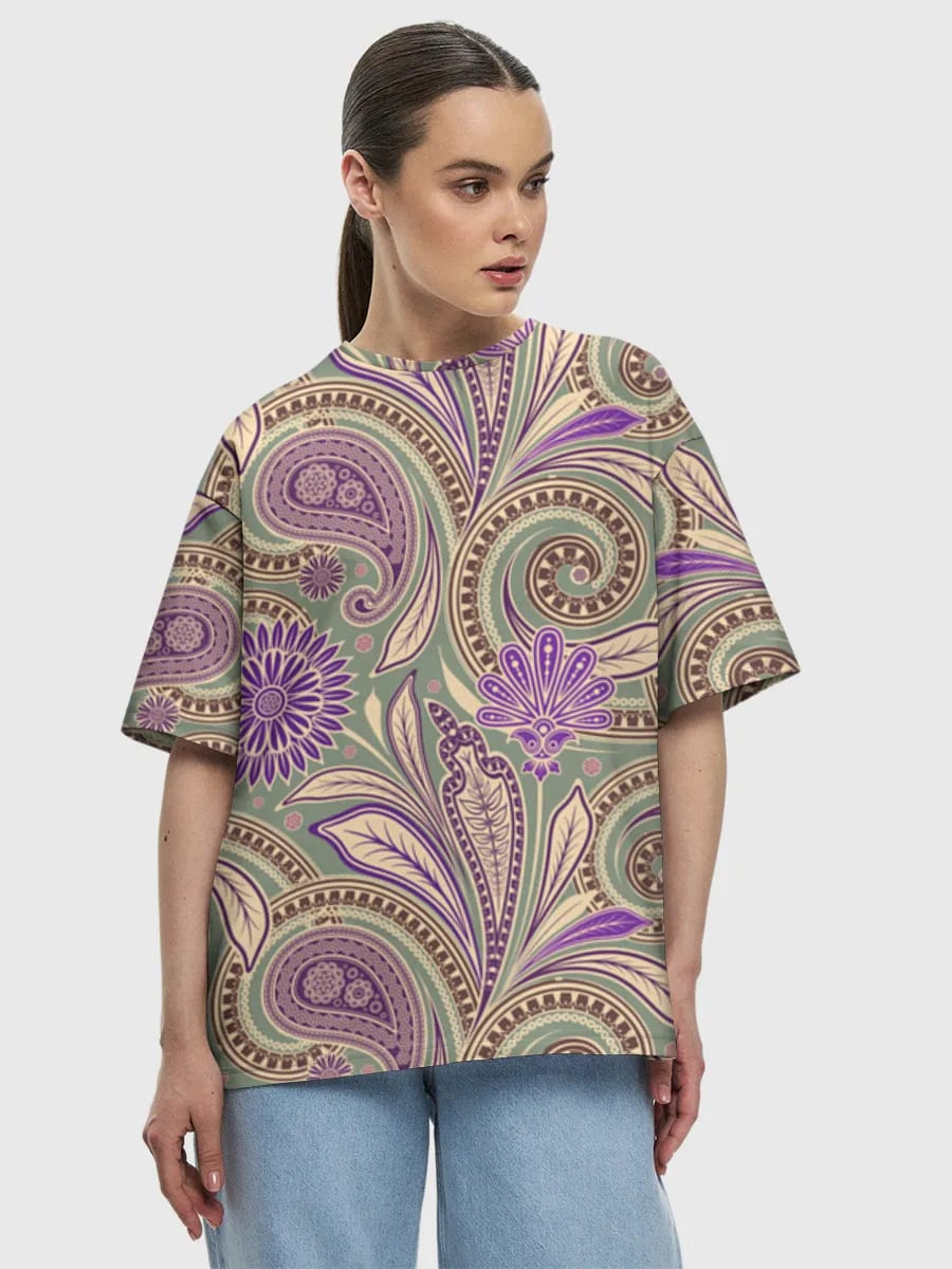Purple Paisley Floral Swirls