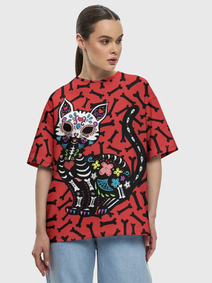 Sugar Skull Skeleton Cat