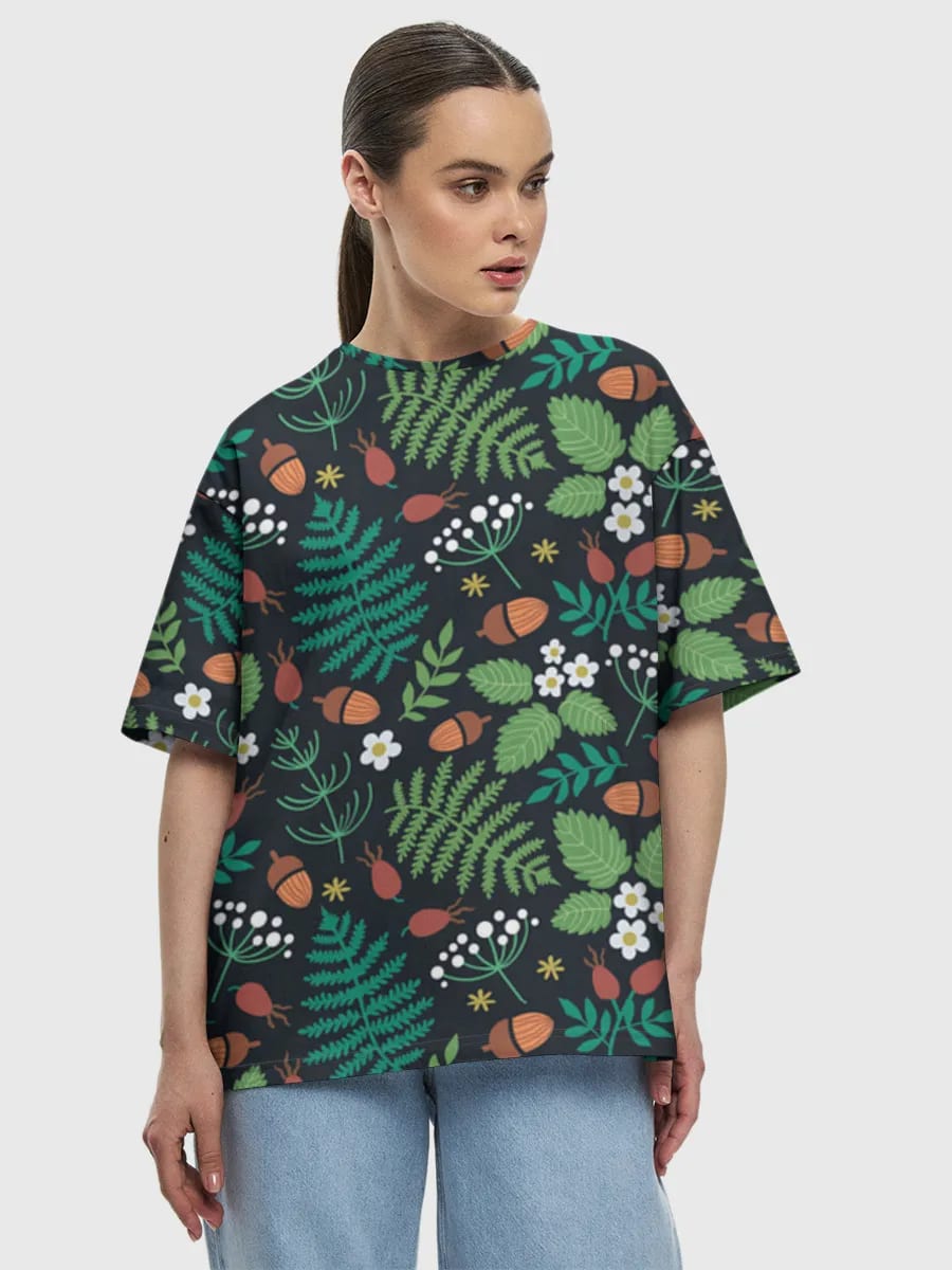 Plantas del bosque y bellotas