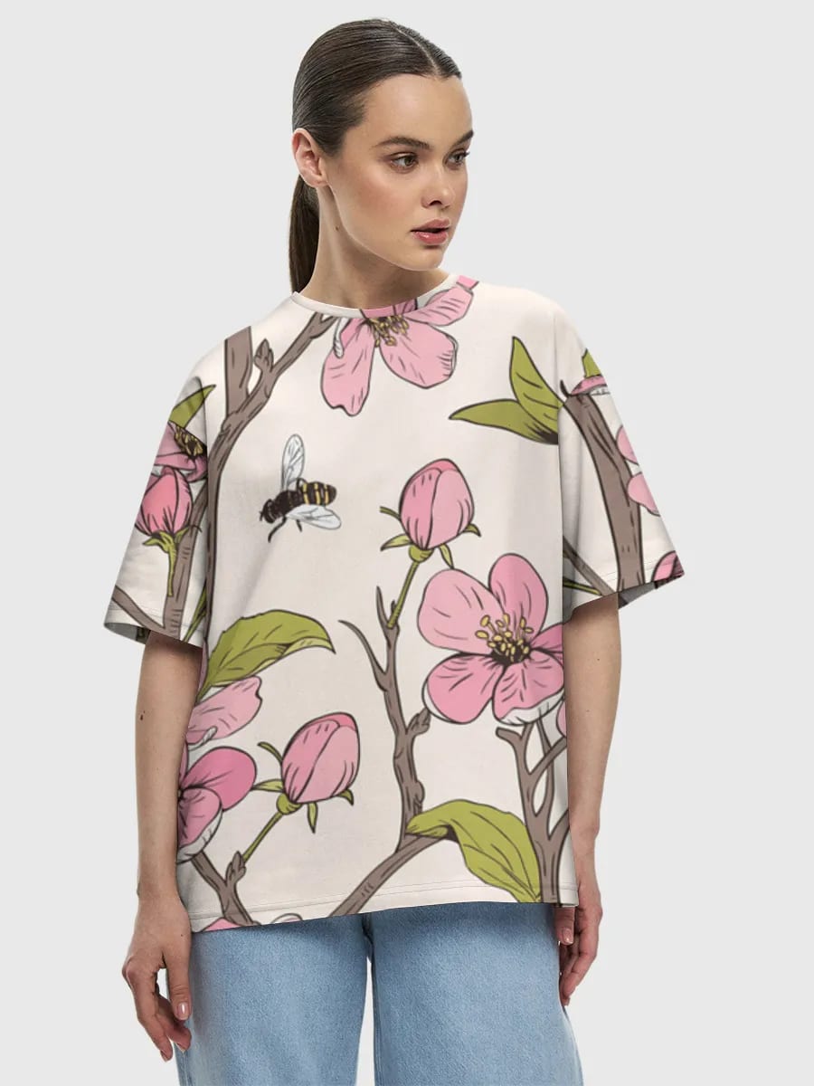 Pink Blossoms And Bees