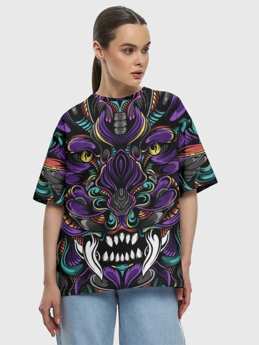 Máscara de demonio Oni neón