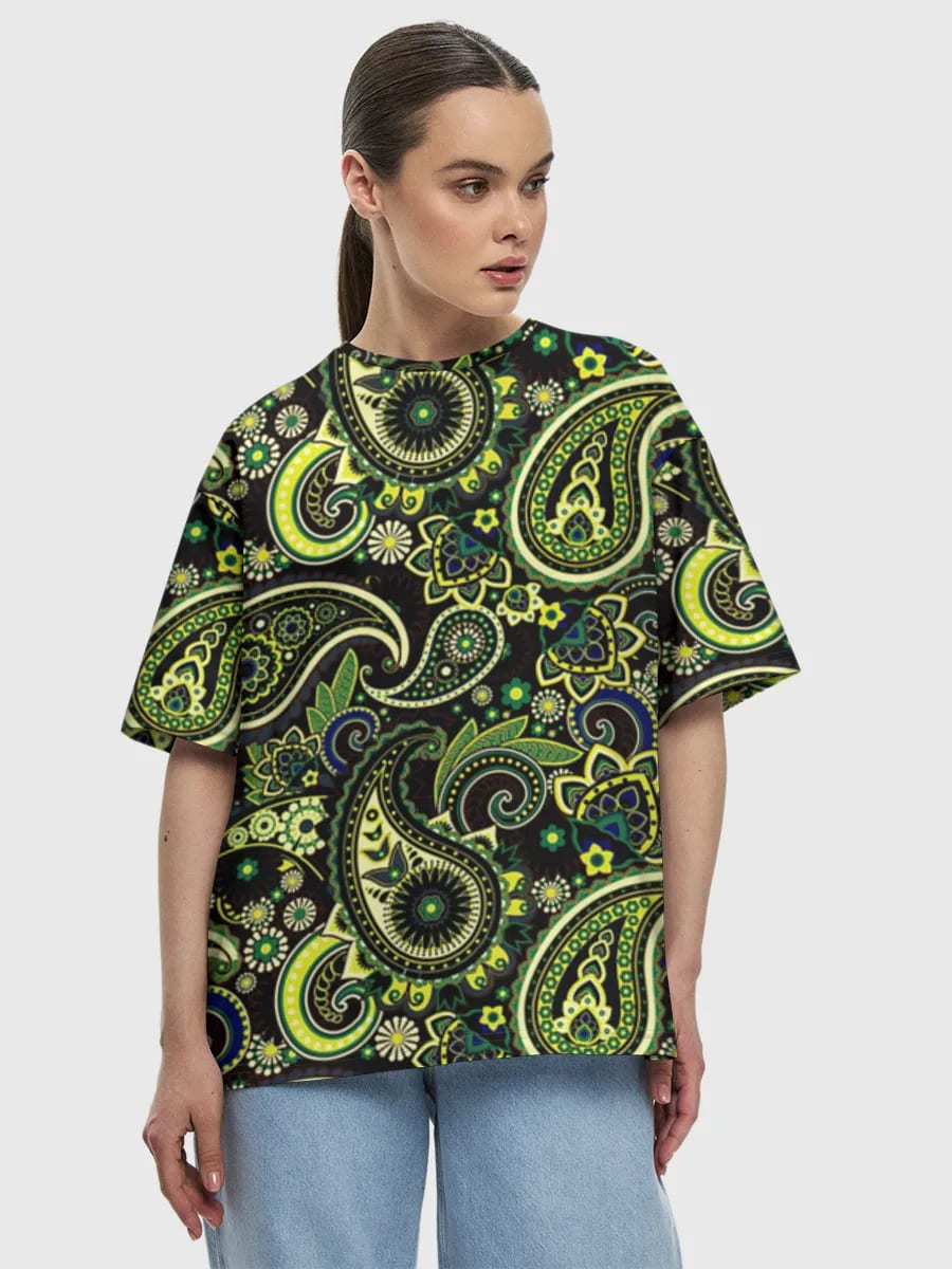 Neon Green Paisley Florals