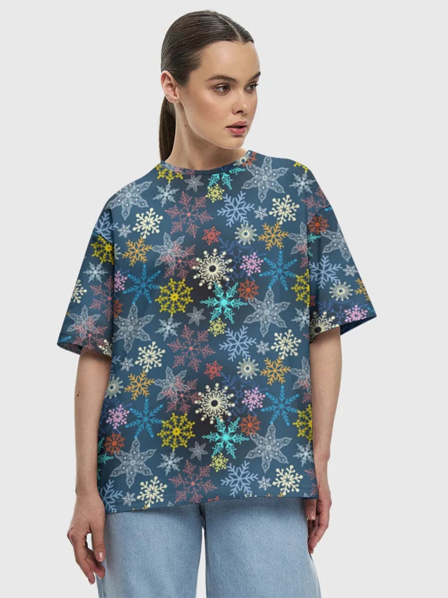Colorful Snowflakes on Navy