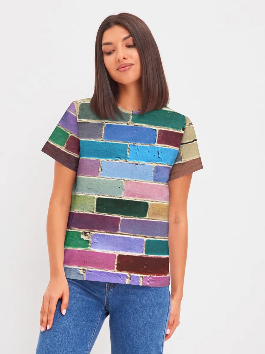 Bunte bemalte Ziegelwand