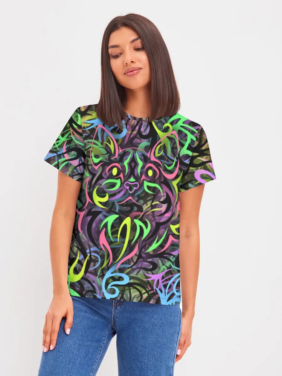Neon Abstrakte Katze