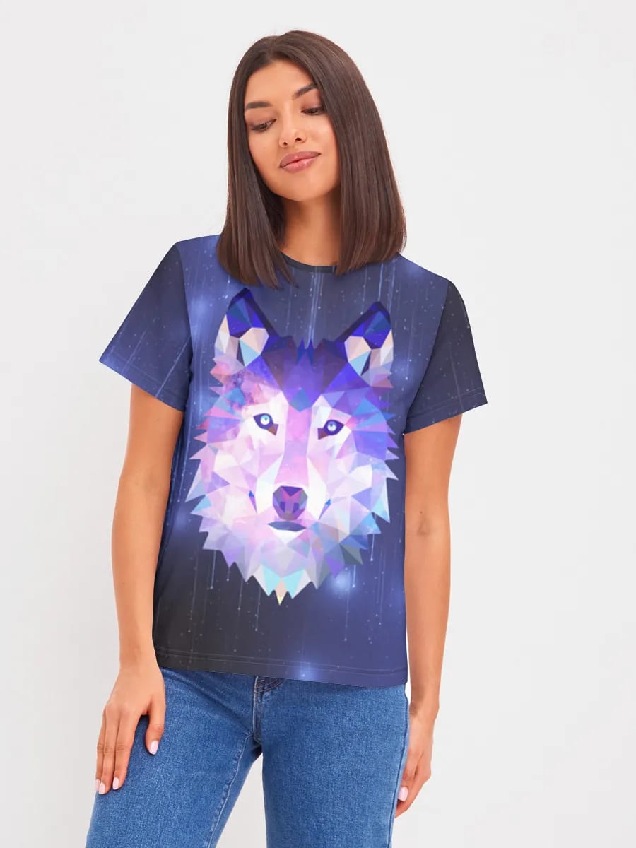 Kosmischer Low-Poly-Wolf