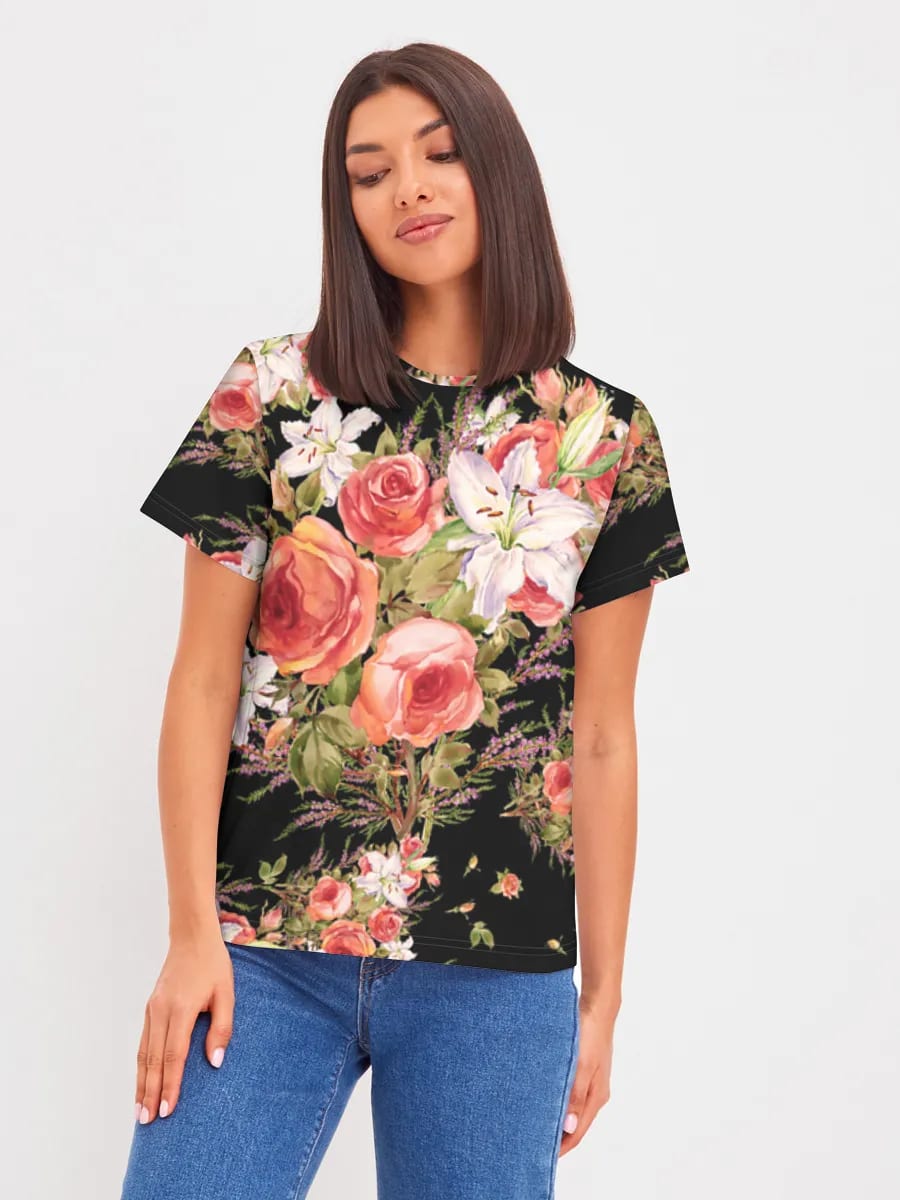 Watercolor Roses And Lilies