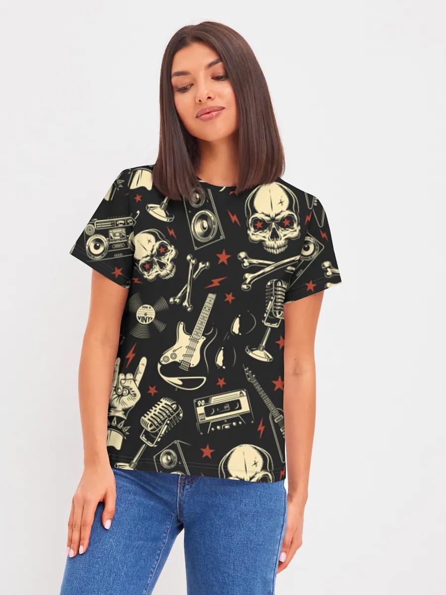 Rock-Totenschädel und Gitarren
