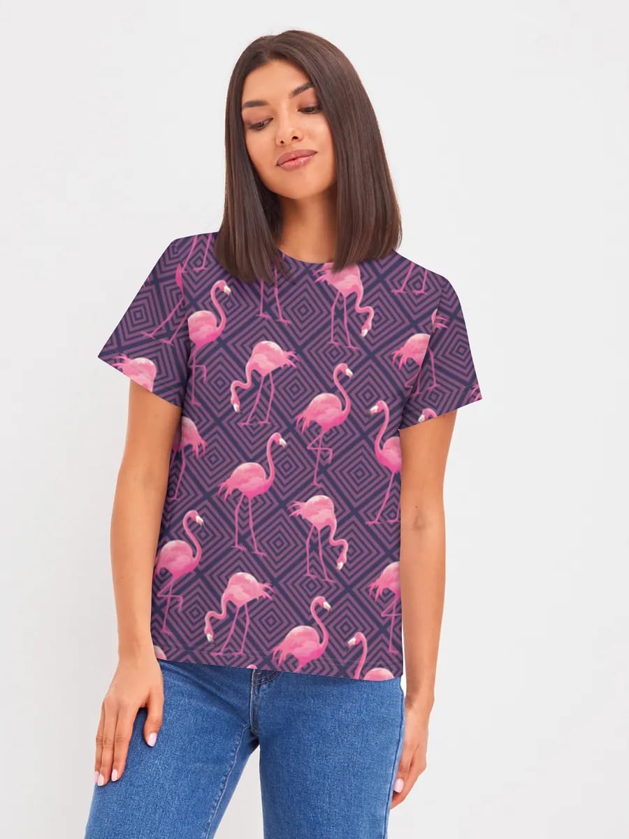 Pink Flamingo Geometric Print