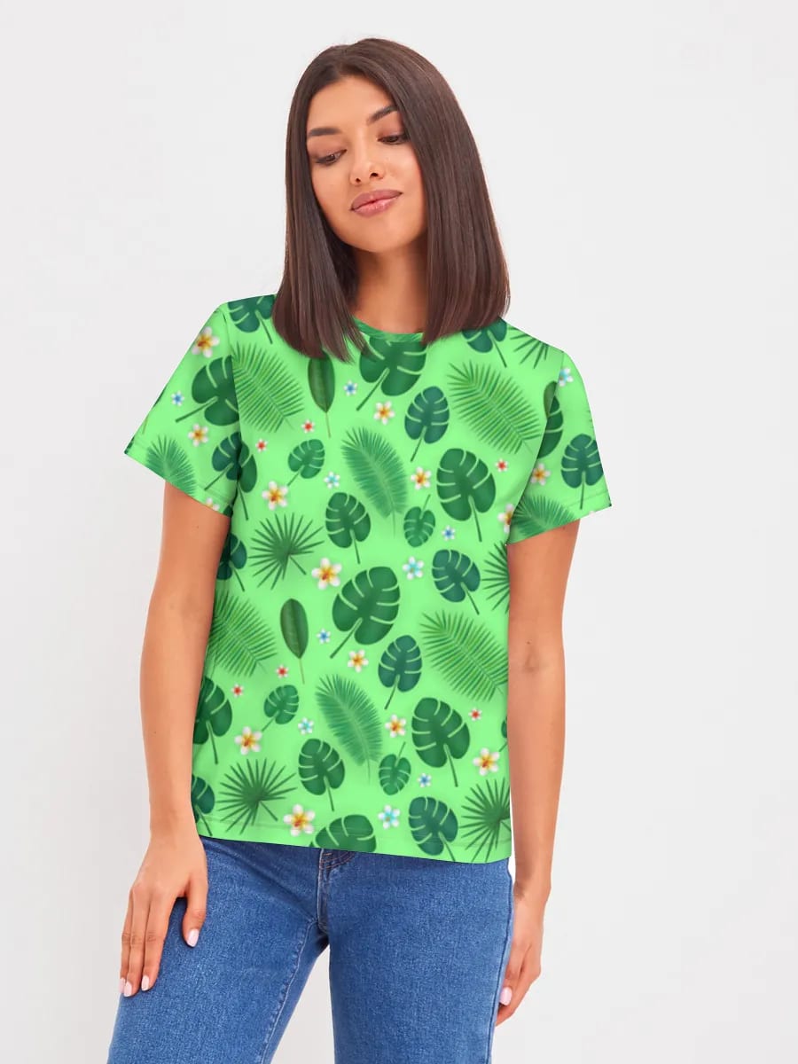 Tropische Monstera und Palmen