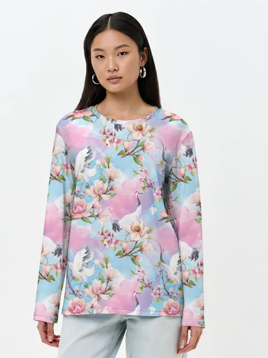 Watercolor Cranes And Magnolias