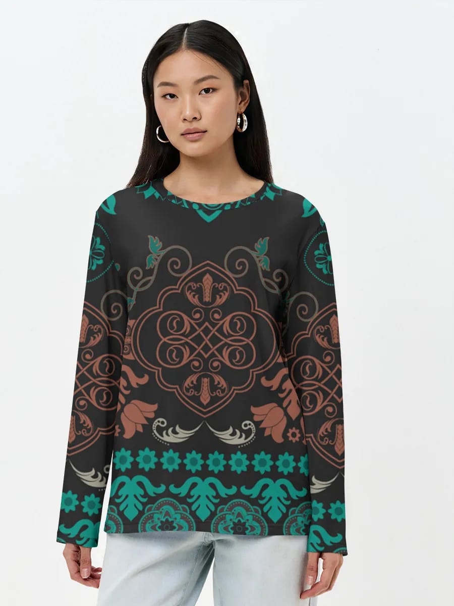 Teal Copper Damask