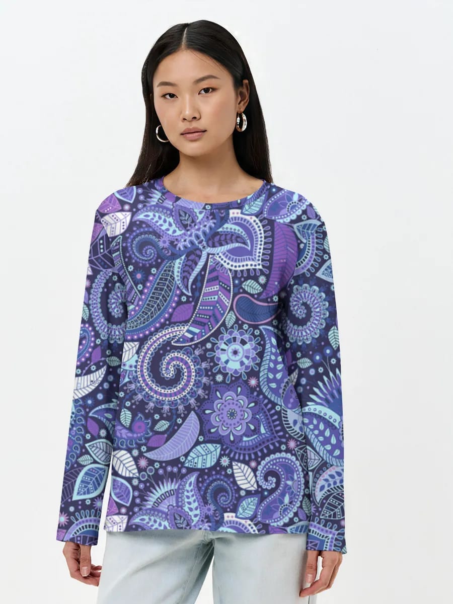 Purple Blue Paisley Floral