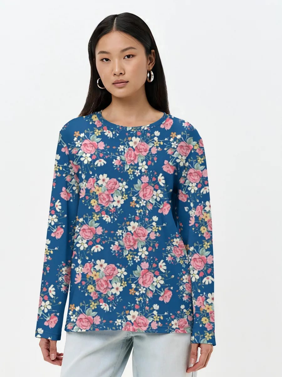 블루 배경 핑크 로즈