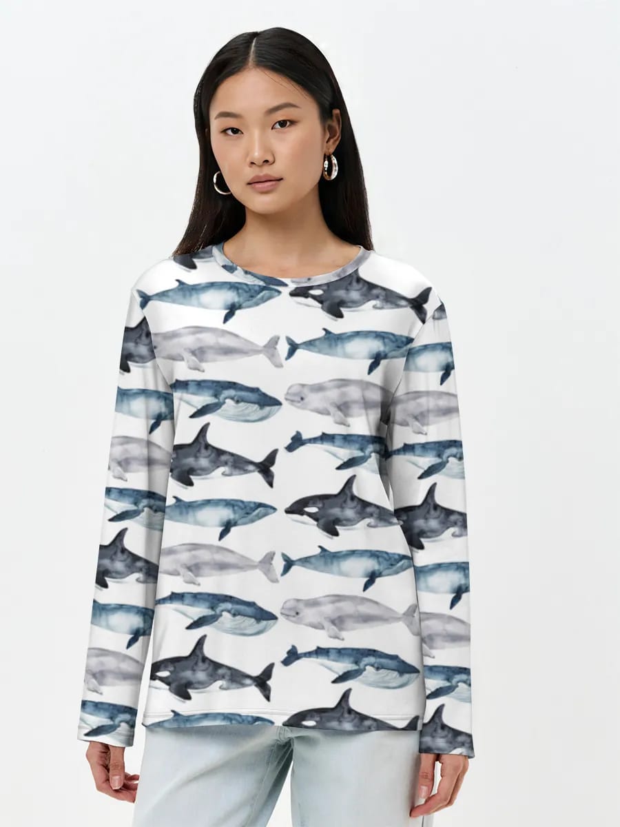 Watercolor Whales And Orcas