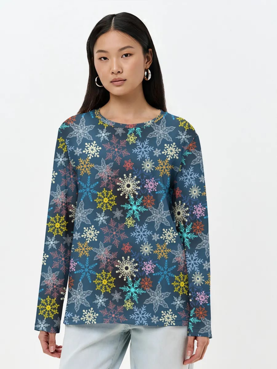 Colorful Snowflakes on Navy