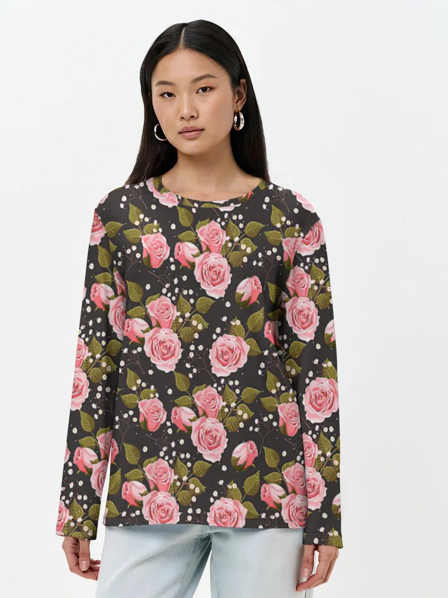 Pink Roses On Black