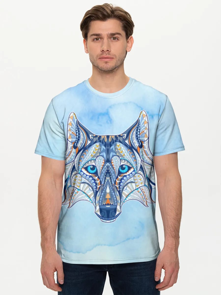 Tête de Loup Géométrique Bleue
