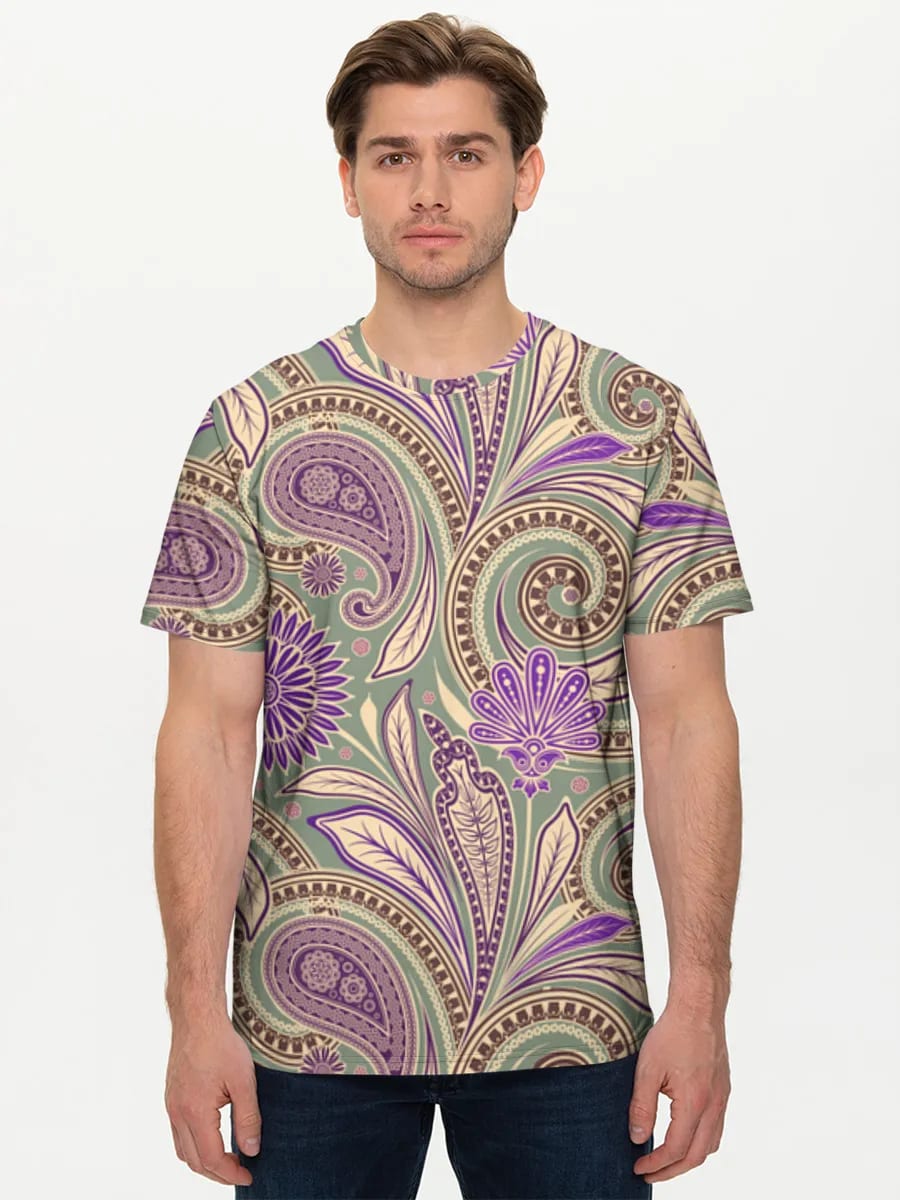 Purple Paisley Floral Swirls
