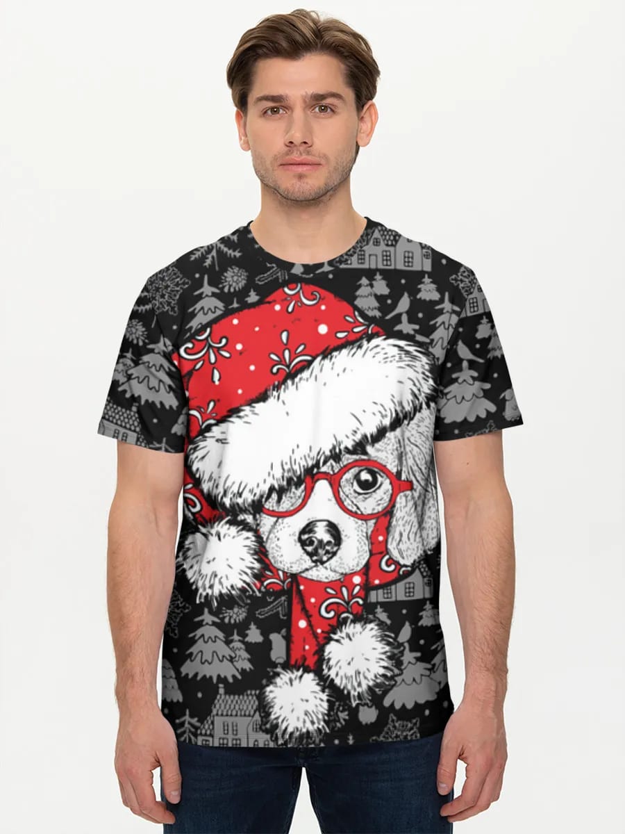 Welpe mit Weihnachtsmütze