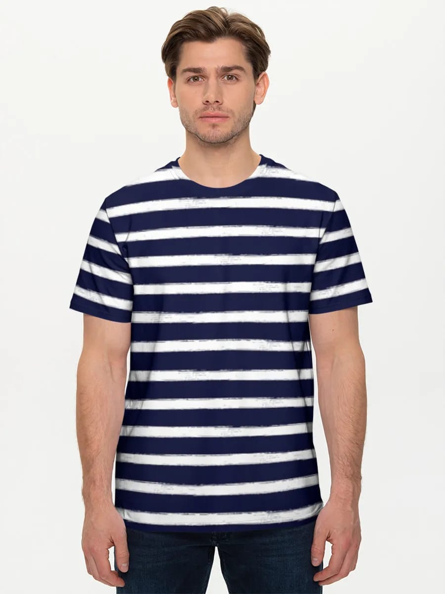 Navy Brushstroke Stripes