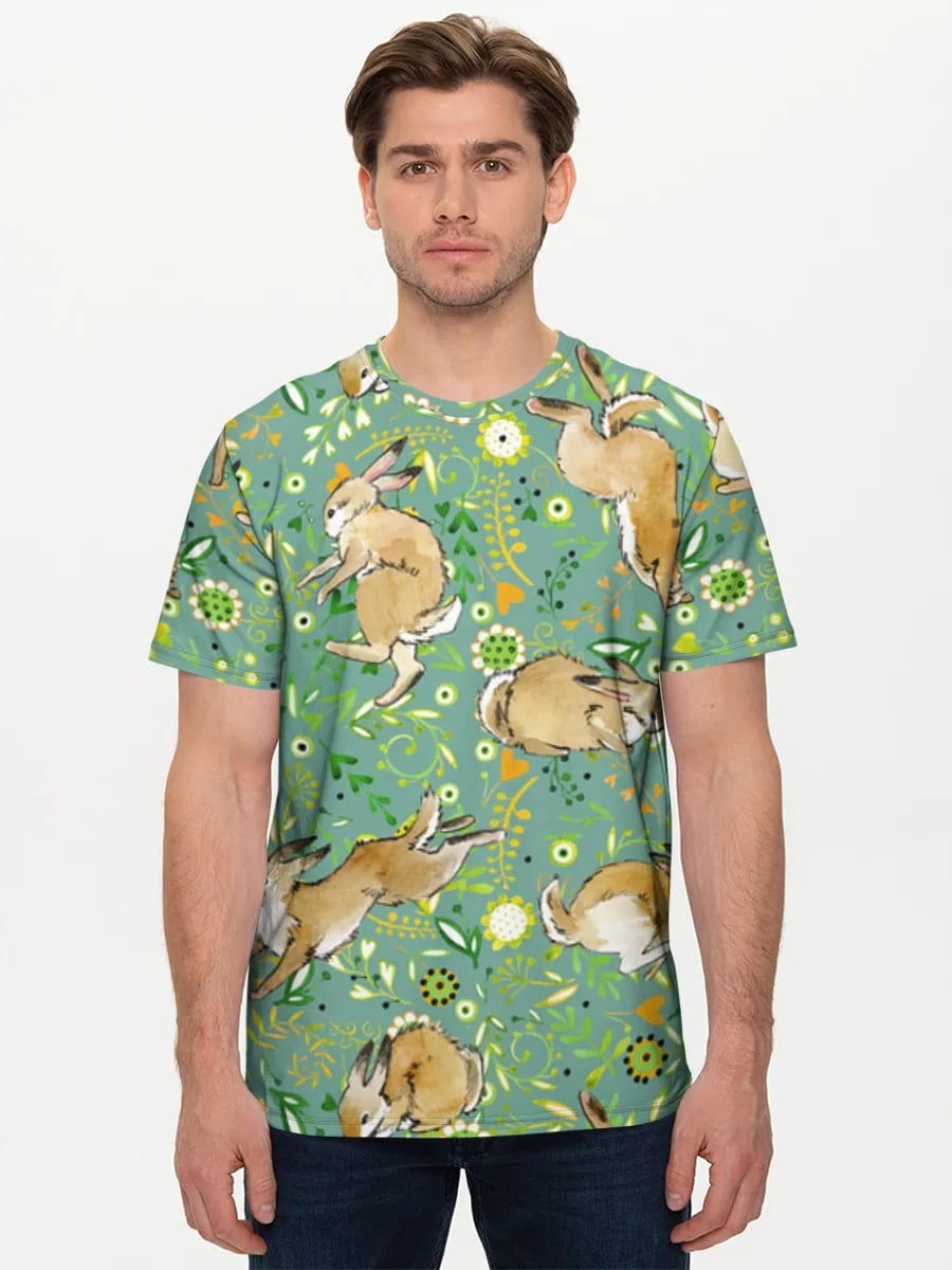 Lapins et Motifs Floraux à l'Aquarelle