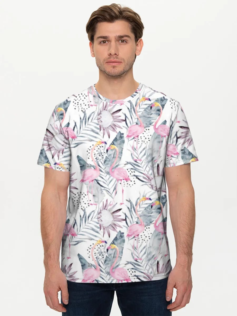 Watercolor Tropical Flamingos