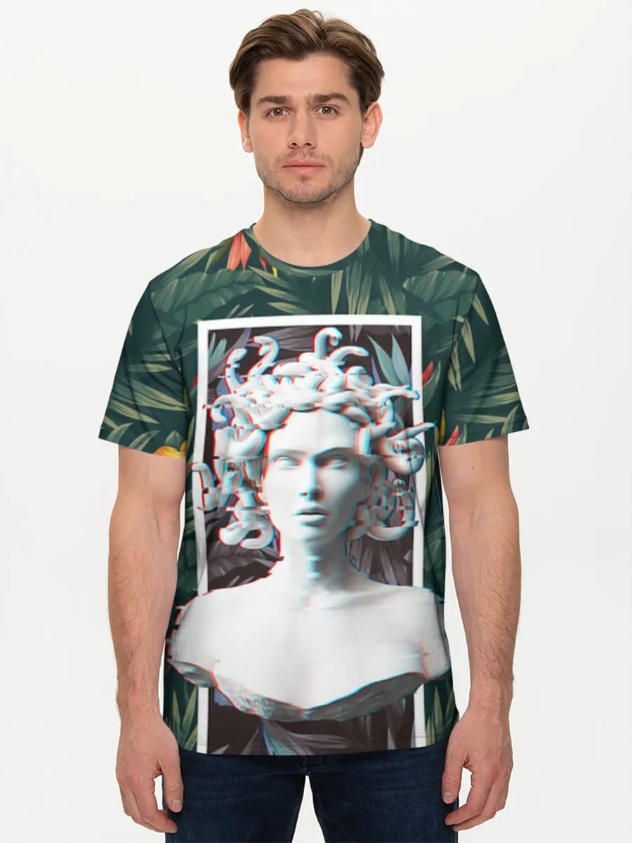 Glitched Medusa Tropical Collage