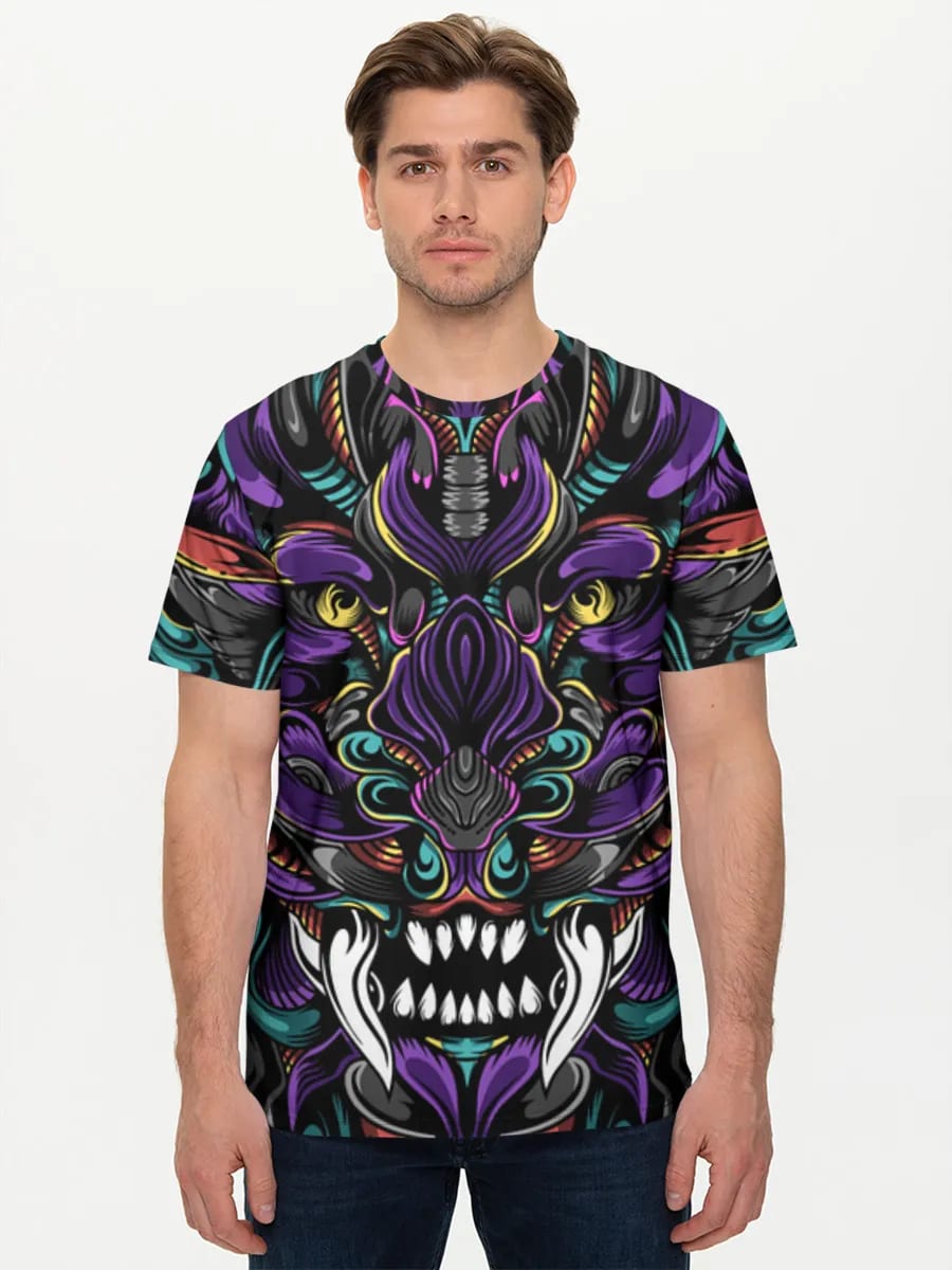 Neon Oni Demon Mask