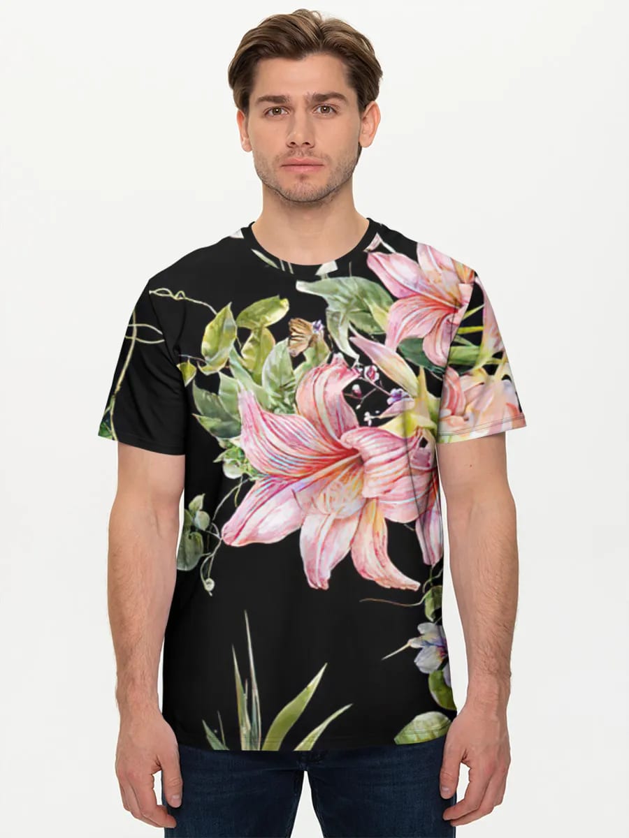 Pink Lilies On Black