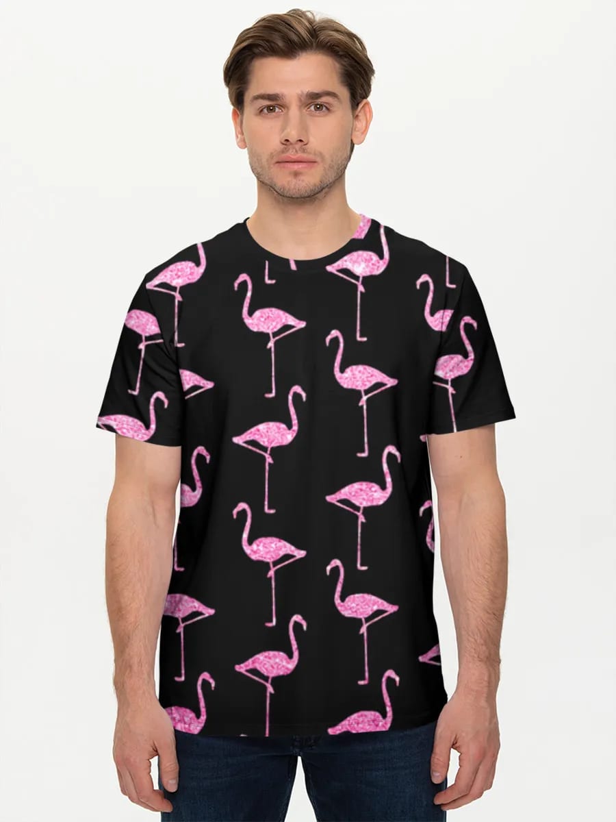 Pinke Flamingos auf Schwarz