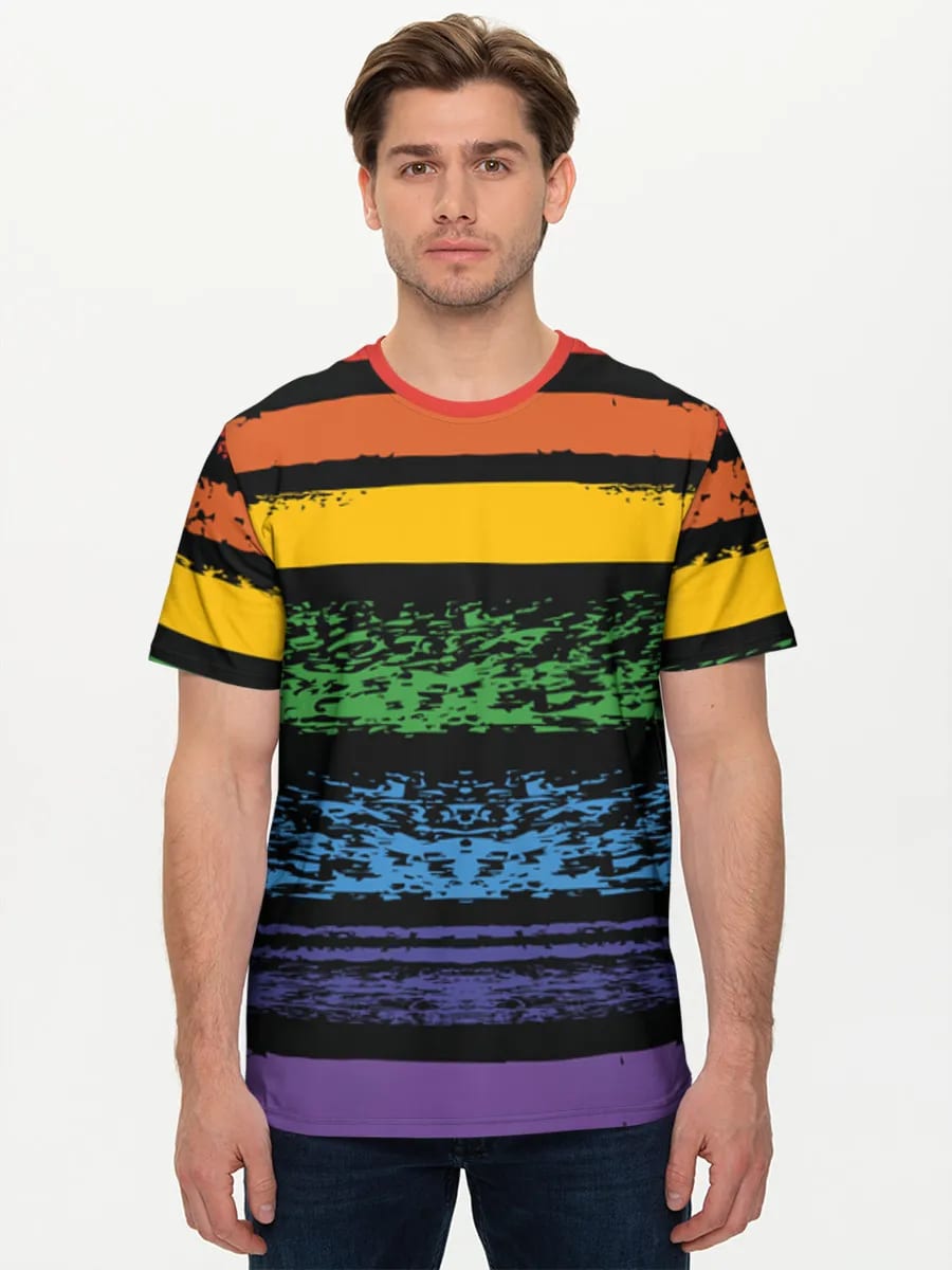 Distressed Rainbow Stripes