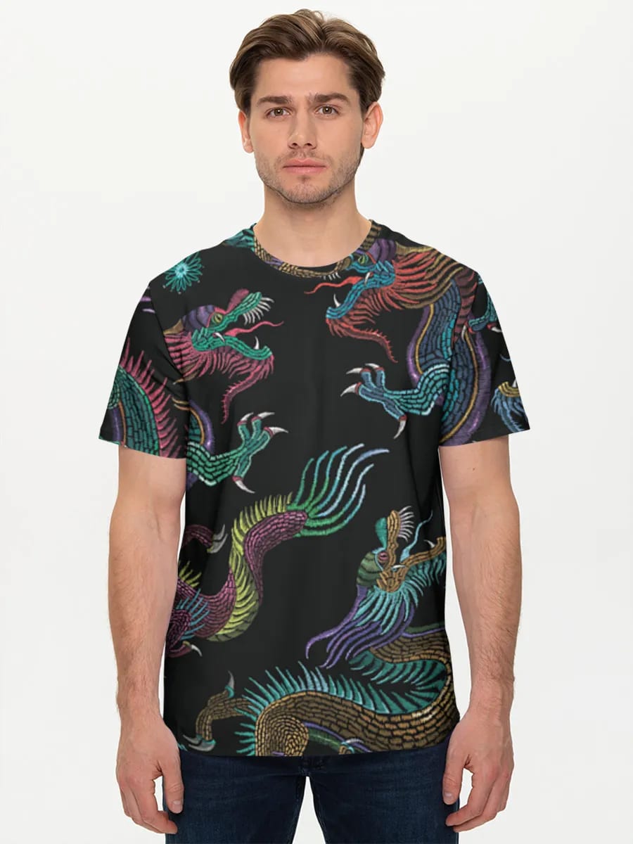 Embroidered Neon Dragons