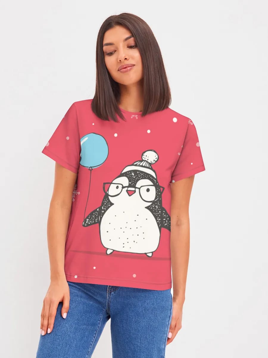 Pingüino festivo con globo