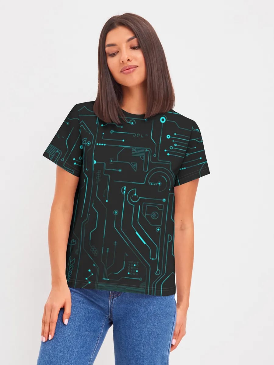 Neon Circuit Board Lines