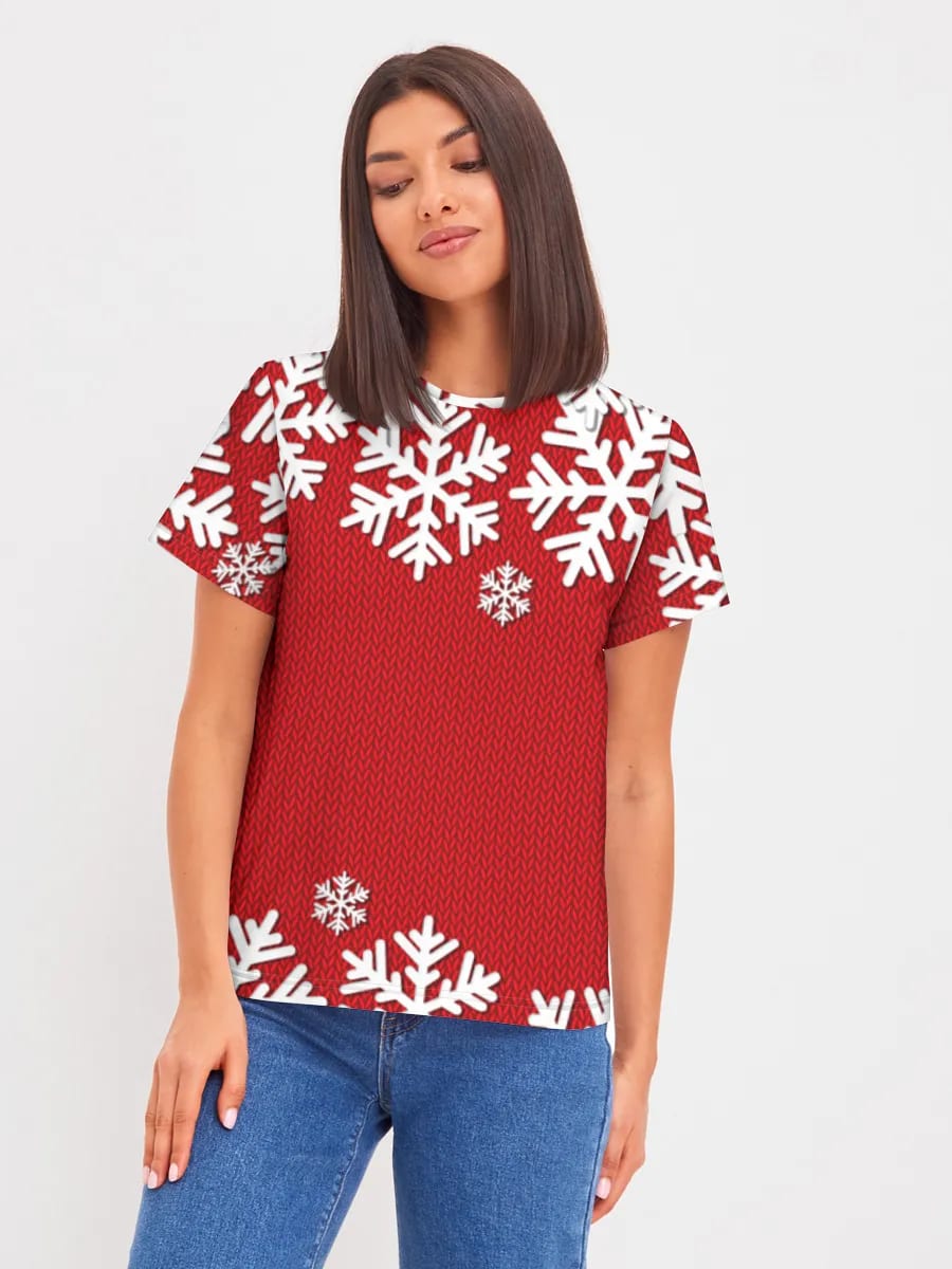Festive Snowflakes On Red