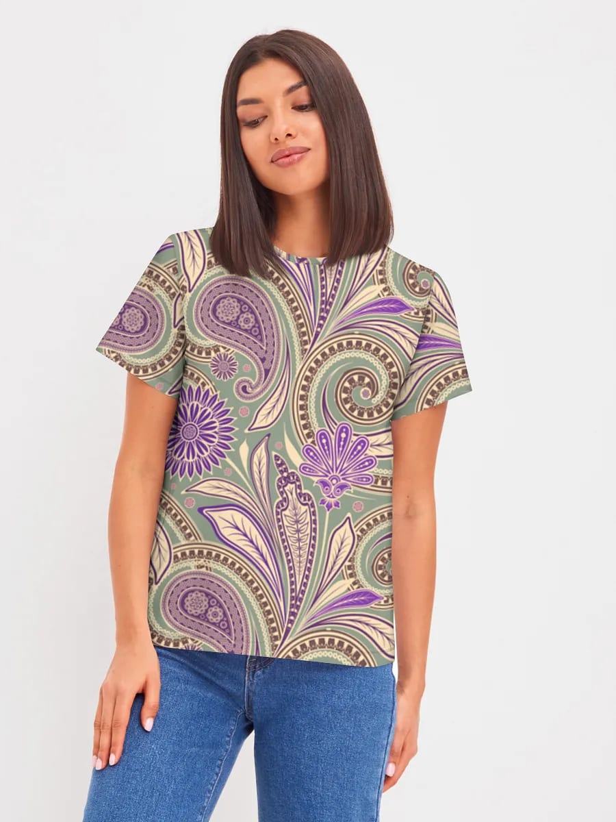 Purple Paisley Floral Swirls