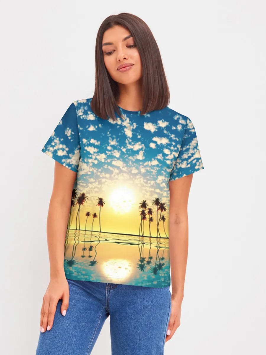 Reflet de Coucher de Soleil sur Palmiers