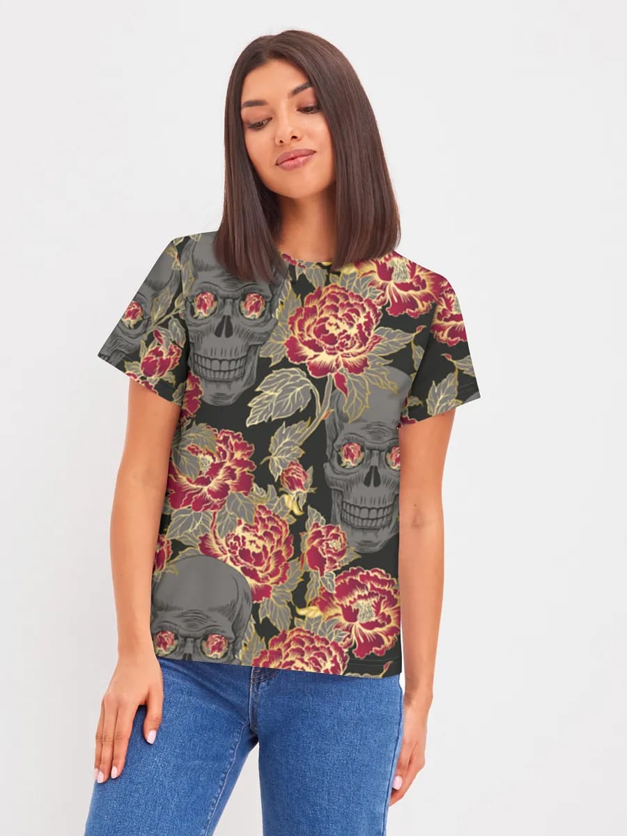 Skulls And Red Peonies