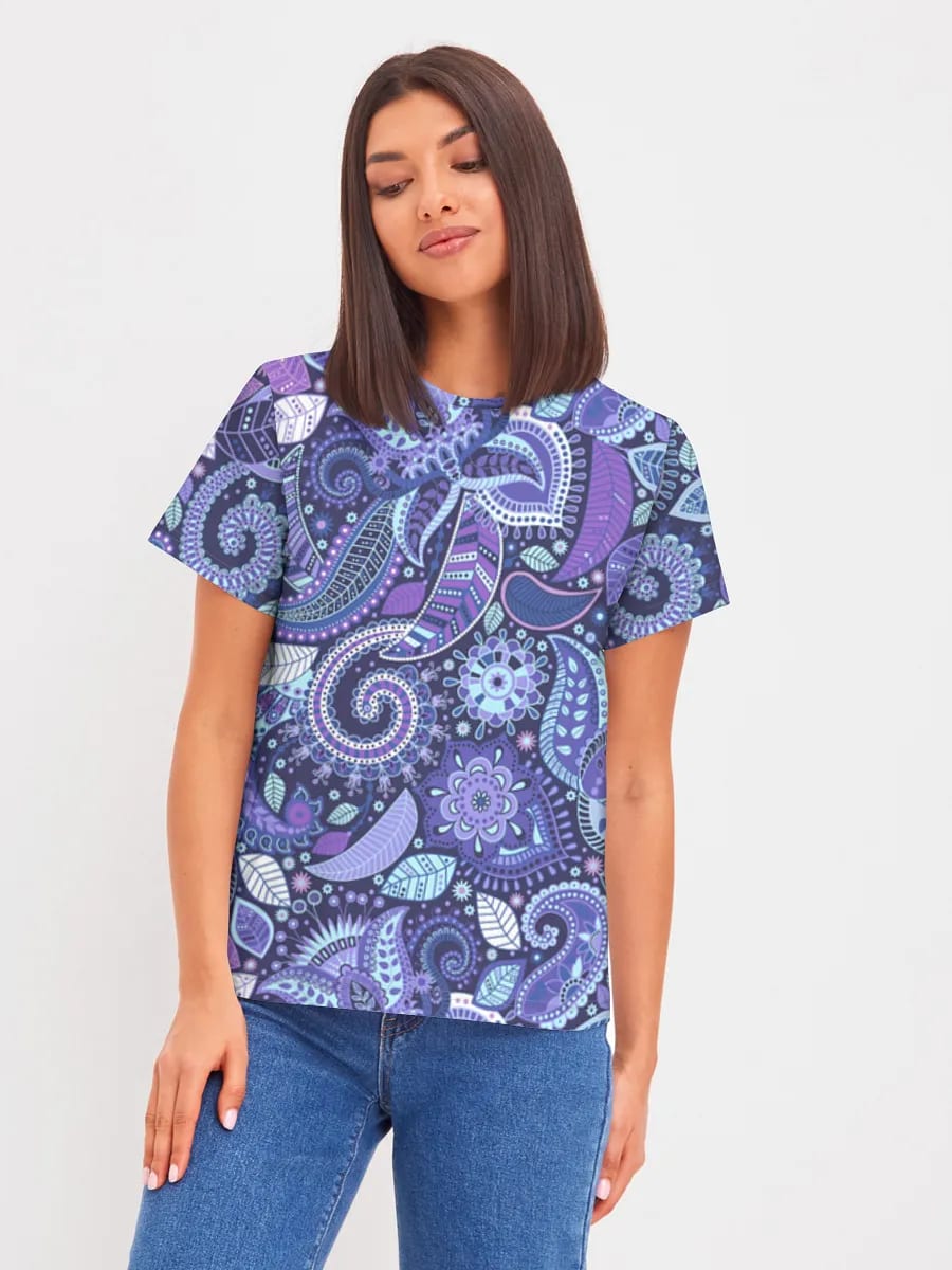 Purple Blue Paisley Floral