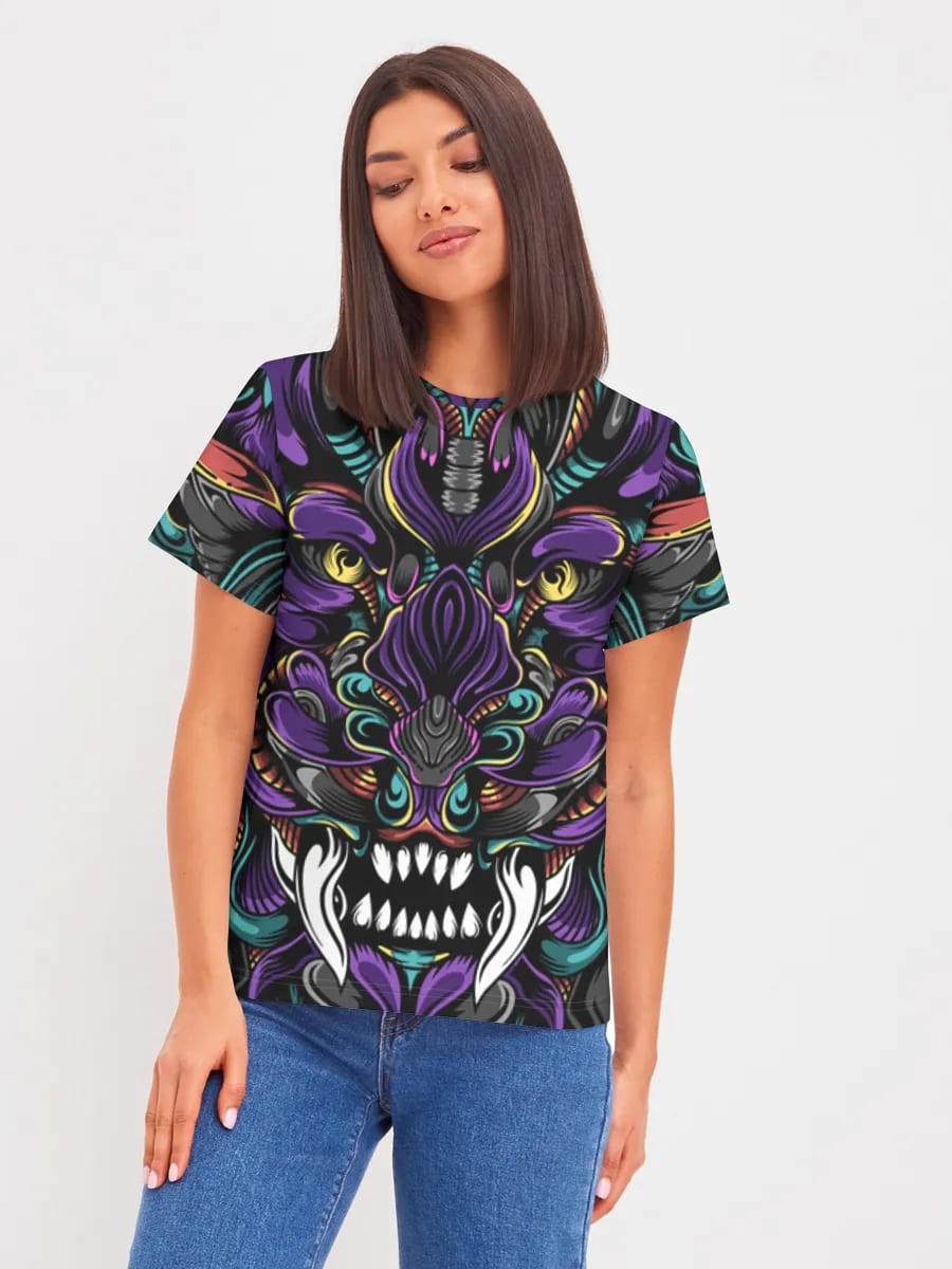 Neon Oni Demon Mask