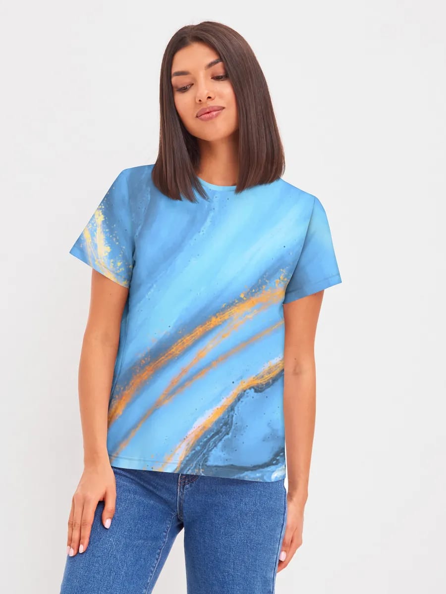 Arte fluido azul y dorado