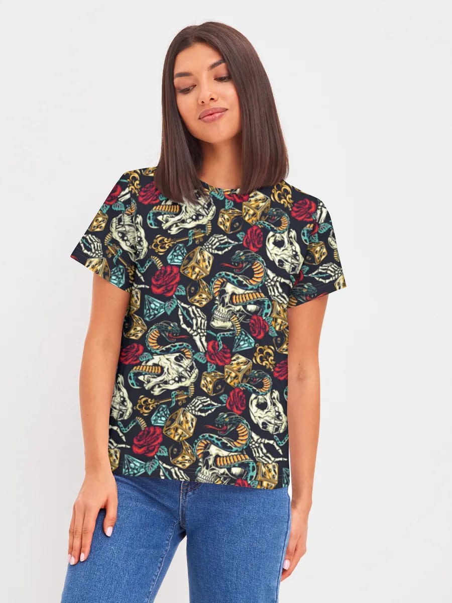 해골, 장미, 뱀, 주사위