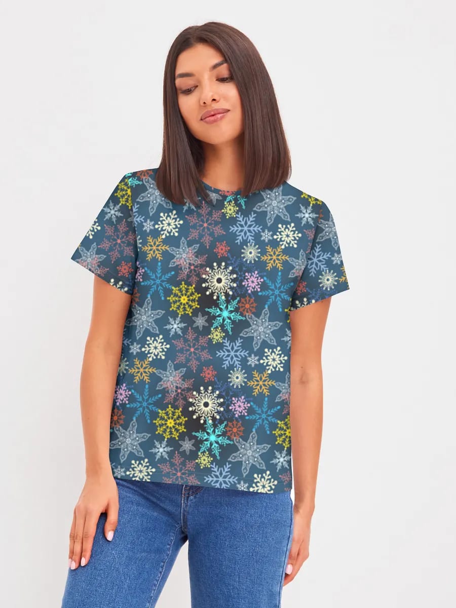 Colorful Snowflakes on Navy