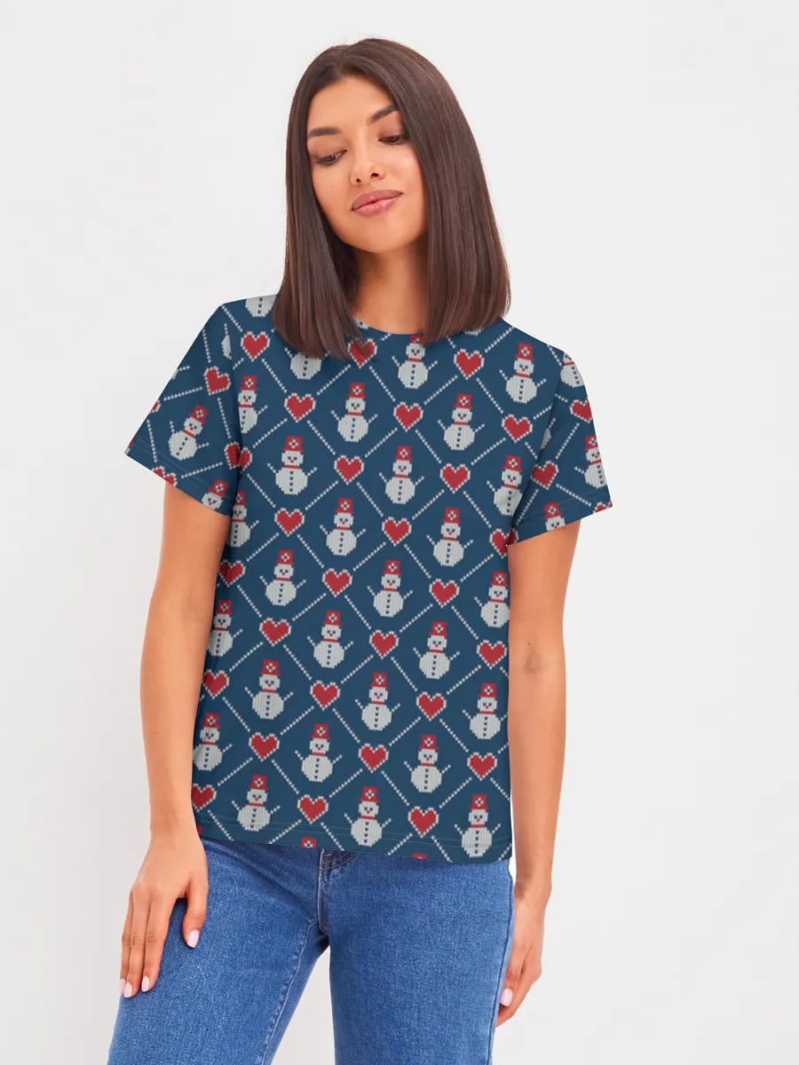 Schneemann-Herzen im Strickstil